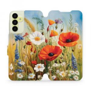Etui z klapką do Galaxy M15 5G, Mobiwear Book, łąkowe kwiaty