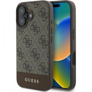 Etui Guess Hardcase 4G Bottom Stripe do iPhone 16, brązowe