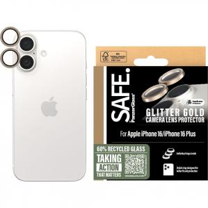 Szkło hartowane na aparat Safe by PanzerGlass Camera Lens Protector do iPhone 16 / 16 Plus, brokatowe-złote