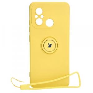 Etui Bizon Case Silicone Ring Sq do Xiaomi Redmi 12C, żółte