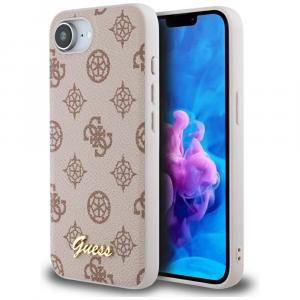Etui Guess Peony Script Logo MagSafe do iPhone 16e, różowe