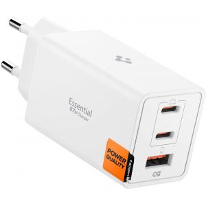Ładowarka sieciowa Spigen ArcStation Essential EE673EU GaN, USB-A / USB-C 67W, biała