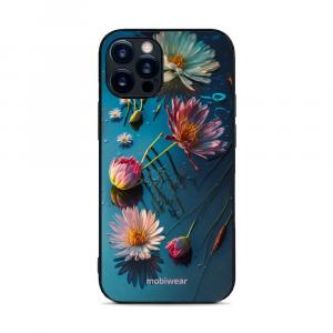 Etui ochronne do iPhone 12 Pro, Mobiwear Glossy Case, niebiesko-kwieciste