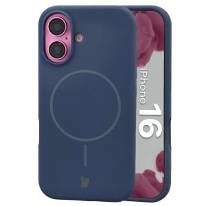 Silikonowe etui z pierścieniem magnetycznym Bizon Soft Case Magnetic do iPhone 16, granatowe