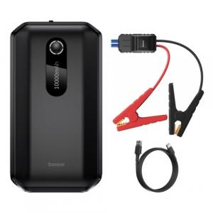 Powerbank 10000mAh Baseus Super Energy Car Jump z funkcją rozruchu silnika i latarką + kable rozruchowe, USB-A, USB-C, czarny