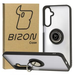 Etui z uchwytem na palec Bizon Case Hybrid Ring do Galaxy A16 4G/5G, przydymione z czarną ramką