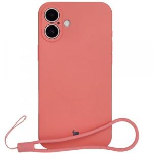 Silikonowe etui z pierścieniem magnetycznym Bizon Case Silicone Magnetic do iPhone 16 Plus, brudnoróżowe