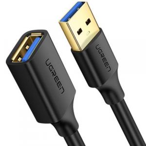 Kabel przejściówka Ugreen USB 3.0 (żeński) - USB 3.0 (męski), przedłużacz 5 Gbps, 3 m, czarny