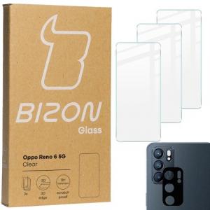 Szkło hartowane Bizon Glass Clear - 3 szt. + obiektyw, Oppo Reno 6 5G