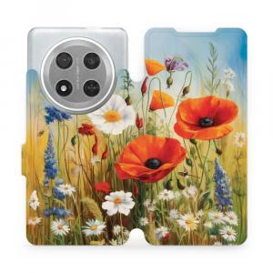 Etui z klapką do Honor Magic7 Lite, Mobiwear Book, łąkowe kwiaty