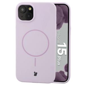 Silikonowe etui z pierścieniem magnetycznym Bizon Soft Case Magnetic do iPhone 15 Plus, jasnofioletowe