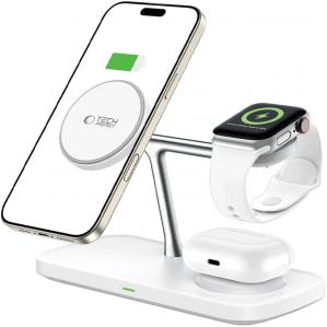 OUTLET: Ładowarka indukcyjna 3w1 Tech-Protect A45 Magnetic Stand Qi 15W do MagSafe, biała