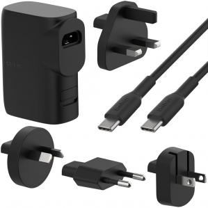 OUTLET: Hybrydowa ładowarka sieciowa 25W + power bank 5K 20W Belkin Boost Hybrid USB-C + USB-A +kabel, czarna