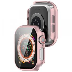 Etui ze szkłem do zegarka Bizon Case+Glass Watch do Apple Watch 10 42mm, jasnoróżowe