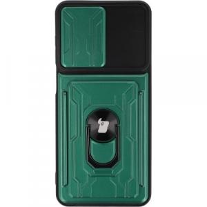 Etui Bizon Case Camshield Card Slot Ring do Moto G22, zielone