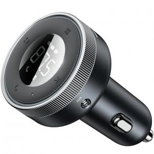Transmiter FM Bluetooth / Ładowarka samochodowa Baseus Enjoyer 17W, 2x USB-A / 3.5mm Minijack / MicroSD, czarna