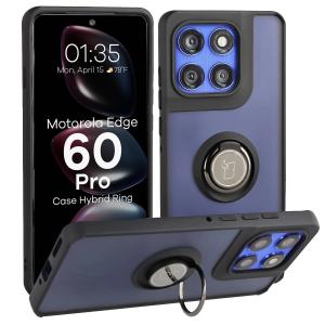 Etui z uchwytem na palec Bizon Case Hybrid Ring do Motorola Edge 60 Pro, przydymione z czarną ramką