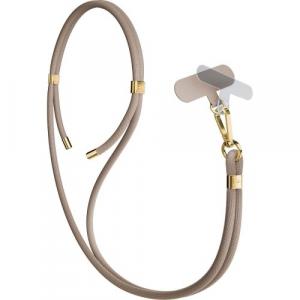 Smycz do telefonu 3mk EasyClip Elite sznurek, beżowa ze złotymi dodatkami