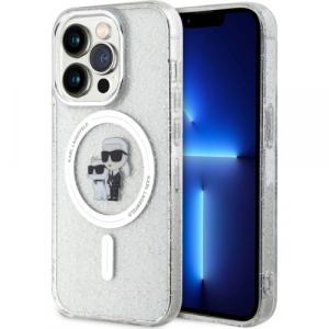 Etui Karl Lagerfeld HardCase Karl&Choupette Glitter MagSafe do iPhone 15 Pro, przezroczyste