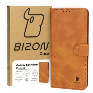 Etui z klapką Bizon Case Pocket do Galaxy S24 Ultra, brązowe