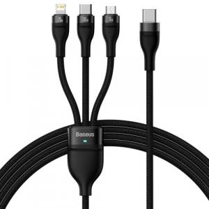 Kabel Baseus Flash Series II 3w1 USB-C do USB-C/Lightning/MicroUSB - 1,5m, 100 W, czarny