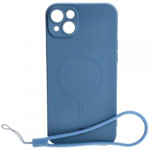 Etui silikonowe z pierścieniem magnetycznym Bizon Case Silicone Magnetic do iPhone 14 Plus, granatowe