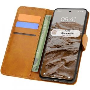 Etui z klapką Bizon Case Pocket do Realme 12+, brązowe