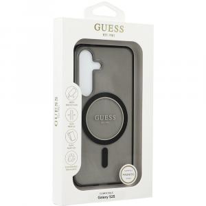 OUTLET: Etui Guess Glitter Circle Classic Logo do MagSafe do Galaxy S25, czarne