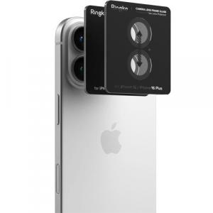 Nakładki na aparat Ringke Camera Lens Frame Glass do iPhone 16 / 16 Plus, 2-Pack, czarne