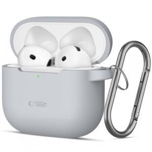 Etui Tech-Protect Silicone Hook do Apple AirPods 4, szare
