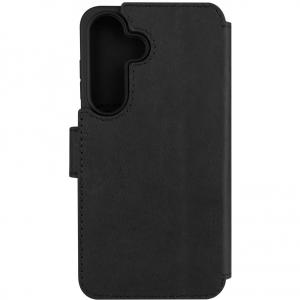 Etui zamykane z naturalnej skóry Fixed ProFit do Galaxy S25, czarne