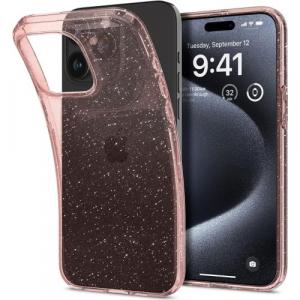 Etui Spigen Liquid Crystal do iPhone 15 Pro, różowe z brokatem