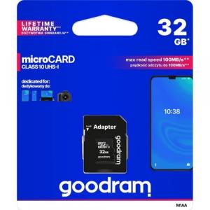 Karta pamięci 32GB microSDHC, Goodram M1AA UHS-I U1 C10 100MB/s + adapter