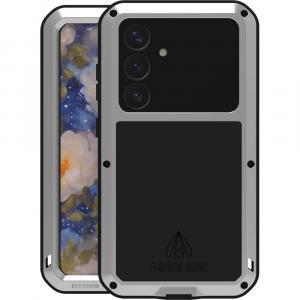 Etui pancerne + szkło LOVE MEI Powerful do Galaxy S25, srebrne