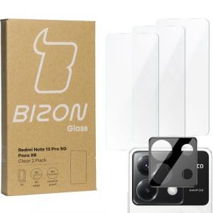 3x Szkło + szybka na aparat BIZON Clear 2 Pack do Xiaomi Poco X6 / Redmi Note 13 Pro 5G