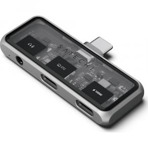 Adapter USB-C, Satechi Mobile XR Hub with Audio, 1x USB-C PD 100W / 1x USB-C DP 1.4 4K@60Hz / Jack 3.5mm, szary