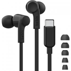 Słuchawki douszne przewodowe z mikrofonem Belkin SoundForm USB-C Wired AVL, czarne