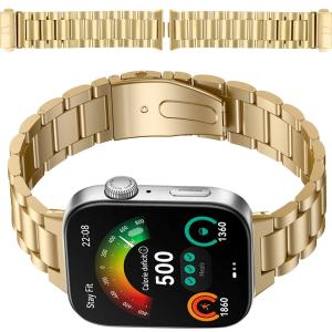 Pasek ze stali nierdzewnej Bizon Strap Watch Aura do Huawei Watch Fit 4 Pro/Fit 4/Fit 3, złoty