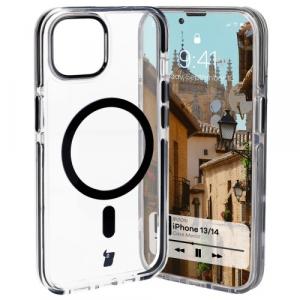 Etui z pierścieniem magnetycznym Bizon Case Marco do iPhone 14/13, przezroczyste z czarną ramką
