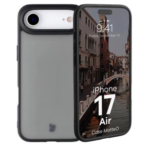 Etui Bizon Case Angelo do iPhone 17 Air, przydymione z czarną ramką