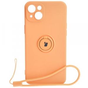 Etui Bizon Case Silicone Ring Sq do iPhone 15 Plus, pomarańczowe