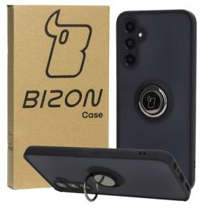 Etui z uchwytem na palec Bizon Case Hybrid Ring do Galaxy A05s, przydymione z czarną ramką