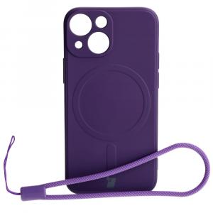 Etui Bizon Case Silicone Magnetic Sq do iPhone 13 Mini, śliwkowe