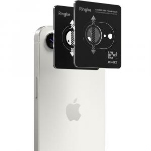 Nakładki na aparat Ringke Camera Lens Frame Glass do iPhone 16e, 2-Pack, czarne