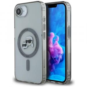 Etui Karl Lagerfeld HardCase IML Karl & Choupette Heads MagSafe do iPhone 16e, przydymione z czarną ramką