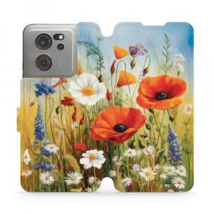 Etui z klapką do Xiaomi 13T Pro, Mobiwear Book, łąkowe kwiaty