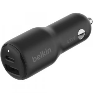 Ładowarka samochodowa Belkin Boost Car MFi PD3.0 PPS 3A USB-C USB-A 30W+12W, czarna