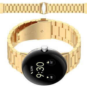 Pasek ze stali nierdzewnej Bizon Strap Watch Aura do Google Pixel Watch 3 45 mm, złoty