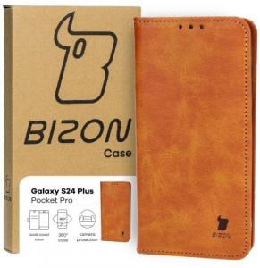 Etui z klapką Bizon Case Pocket Pro do Galaxy S24 Plus, brązowe