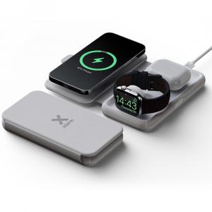 OUTLET: Ładowarka indukcyjna XTORM Travel Charger 3w1 15W, USB-C do MagSafe, szara